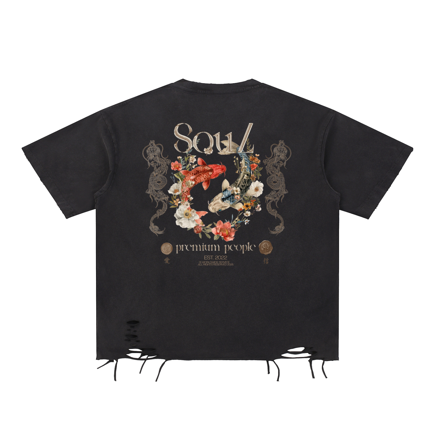 SOUL / Enzyme Washed Raw Hem Tee